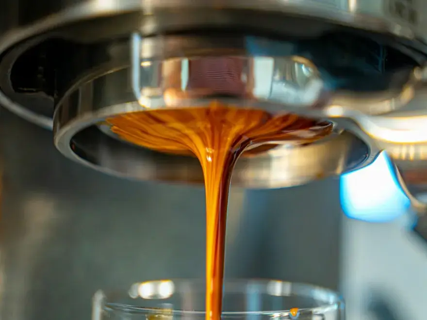 Espresso pouring from the machine